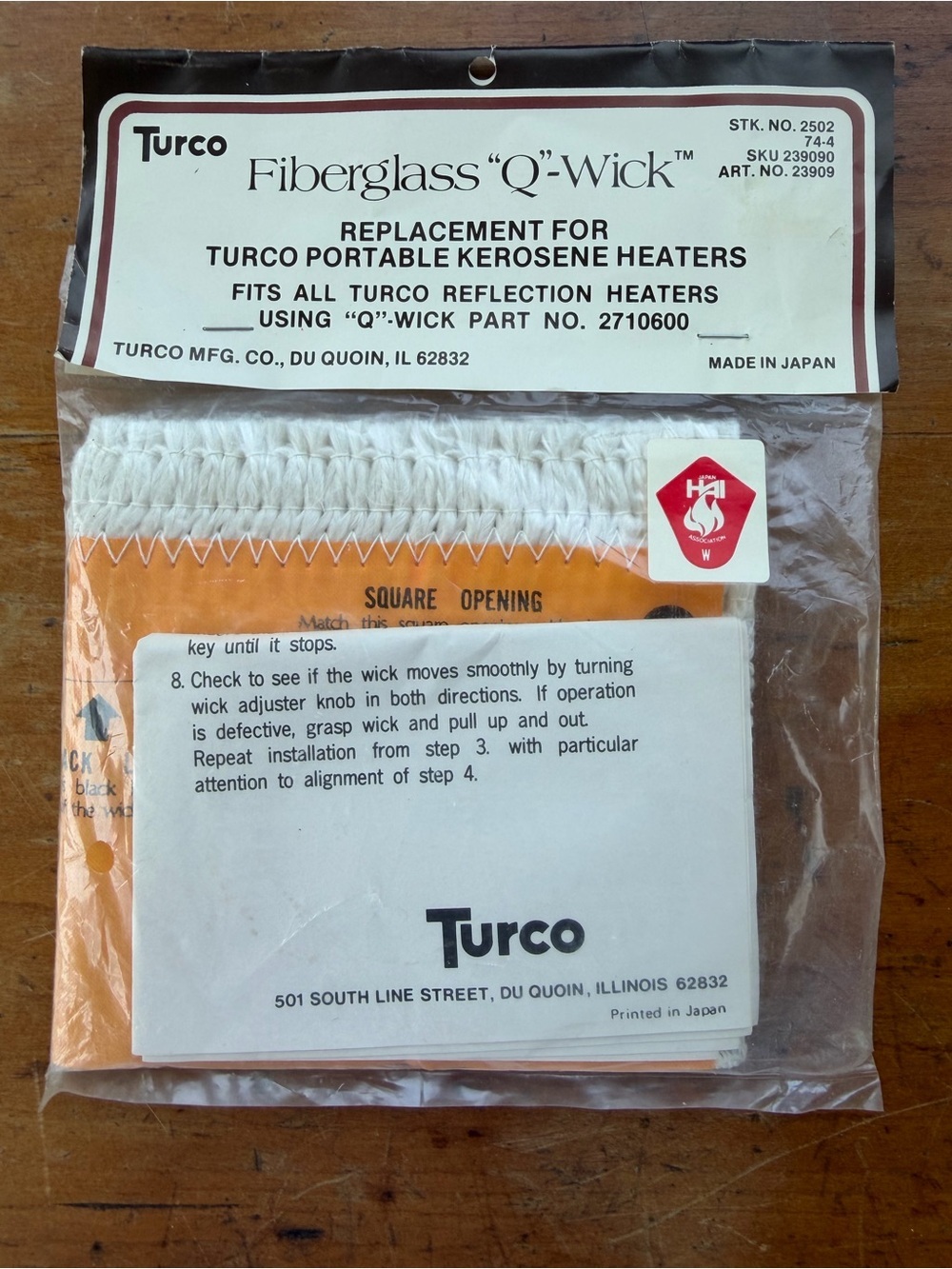 Vintage Genuine Turco Fiberglass Q-Wick Kerosene Heater Replacement 2710600 NIP